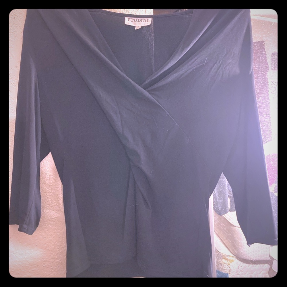 Black rayon stretchy shirt
